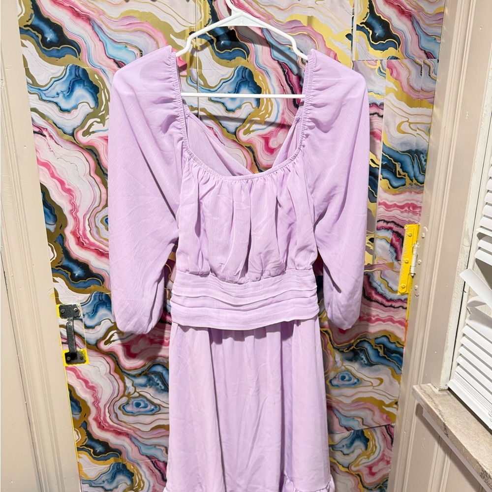 Lavender Puff Sleeve Dress